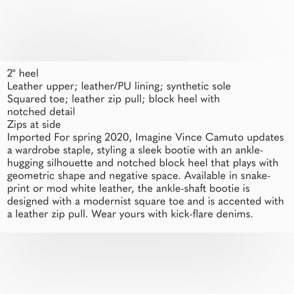 Imagine by Vince Camuto Quiana White Square toe Ankle boots in Size 7.5 MSRP$250 - Picture 2 of 15